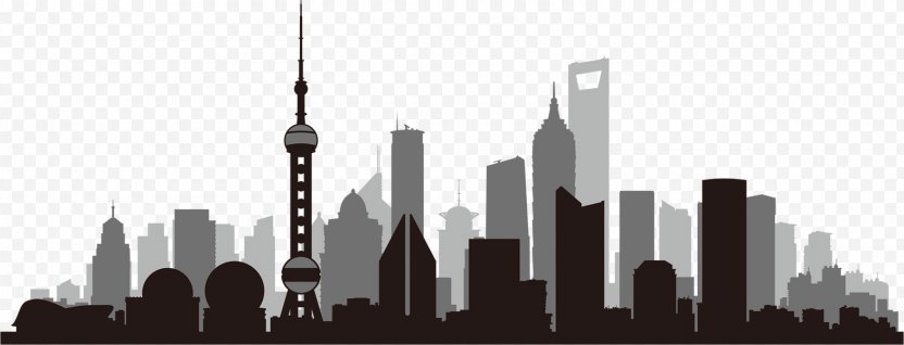 Shanghai Royalty-free Skyline - Black And White PNG
