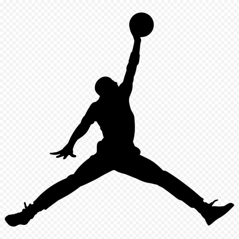 Jumpman Air Jordan Logo Nike Swoosh - Black And White PNG