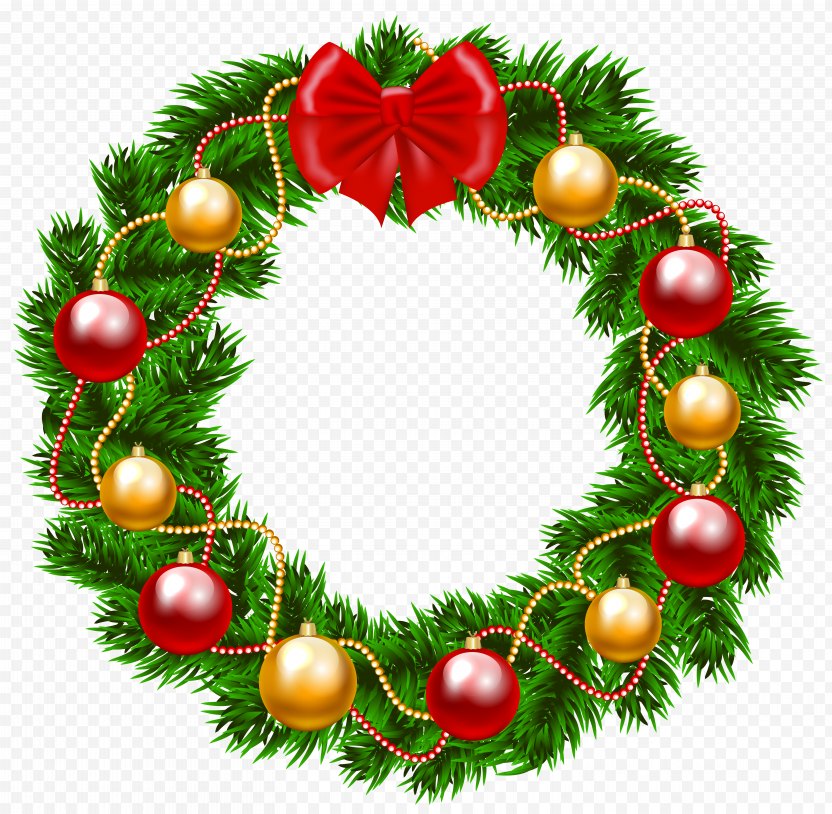 Garland Christmas Wreath Clip Art - Evergreen PNG