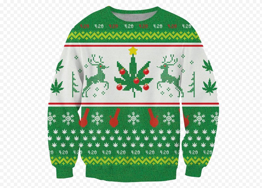 Christmas Jumper T-shirt Sweater Cannabis - Ornament PNG
