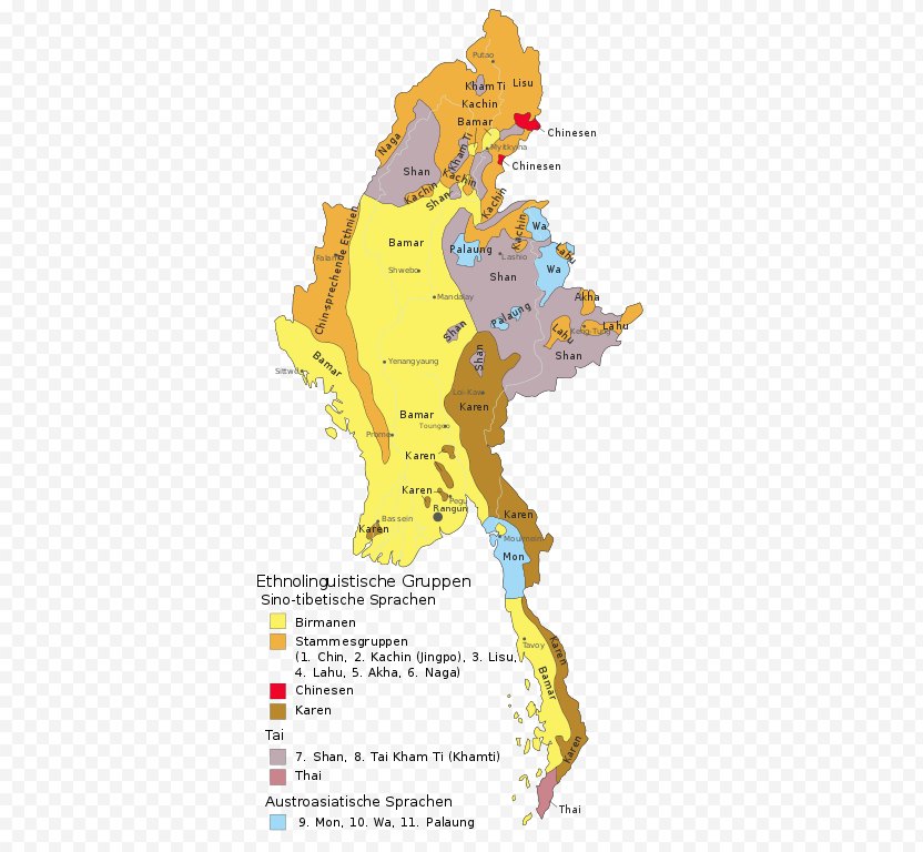 Burma Map Ethnolinguistic Group Burmese Alphabet - Wikipedia PNG
