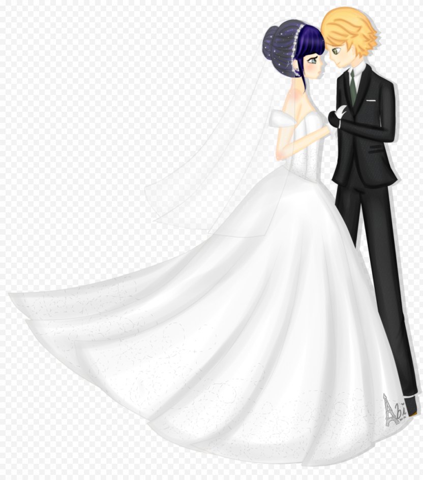 Adrien Agreste Marinette Dupain Cheng Bride Wedding Dress Marriage Fan Fiction Png