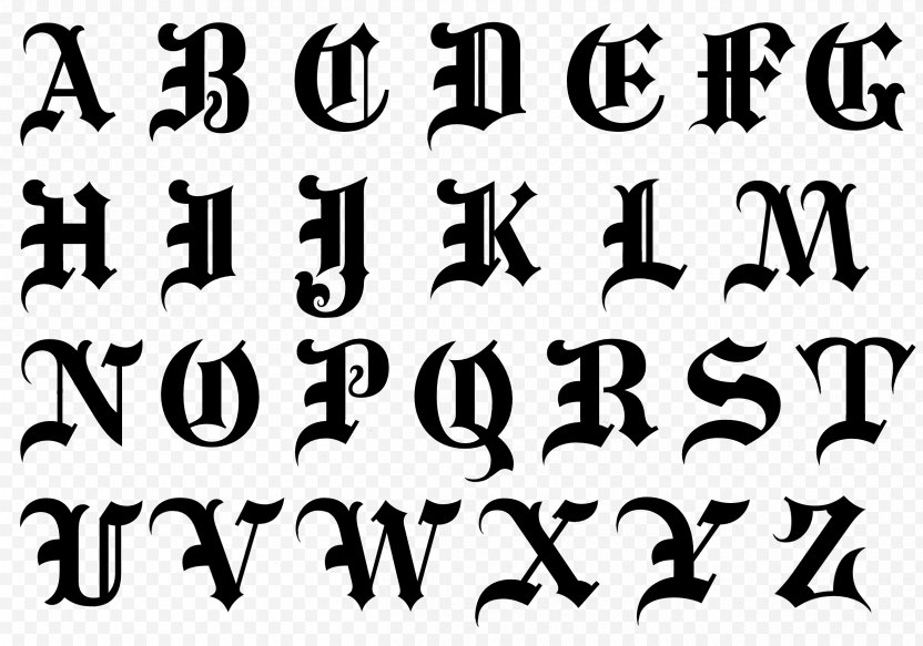 Alphabet Blackletter Script Typeface Cursive Font - Truetype PNG