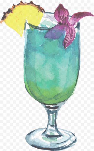 Cocktail Blue Lagoon Hawaii Red Russian Screwdriver - Wine Glass PNG