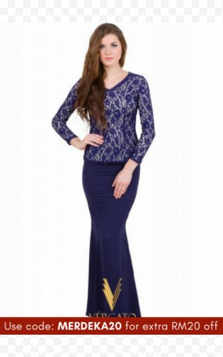 Robe Dress Baju Kurung Navy Blue - Kebaya PNG